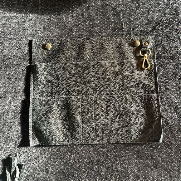 Fringed Black Crocodile-Embossed Tote Bag with Silver toned accents - Picture 5 of 6